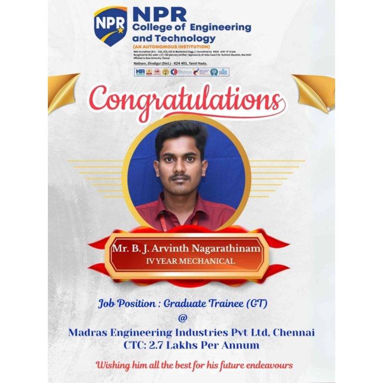 Mechanical Engineering Placement: Graduate Trainee Role at Madras Engineering Industries (2.7 LPA)