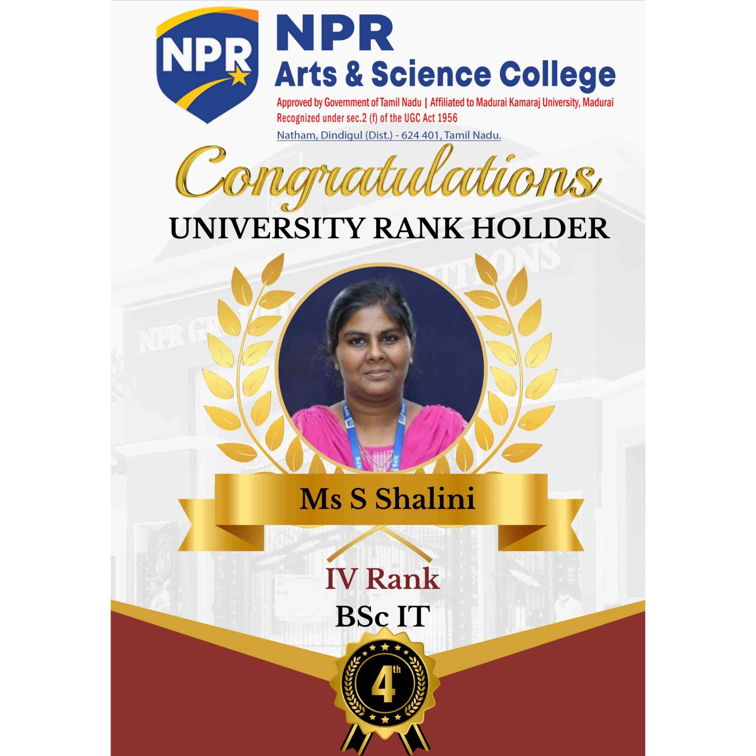 Academic Excellence: 4th University Rank Achieved in B.Sc. IT