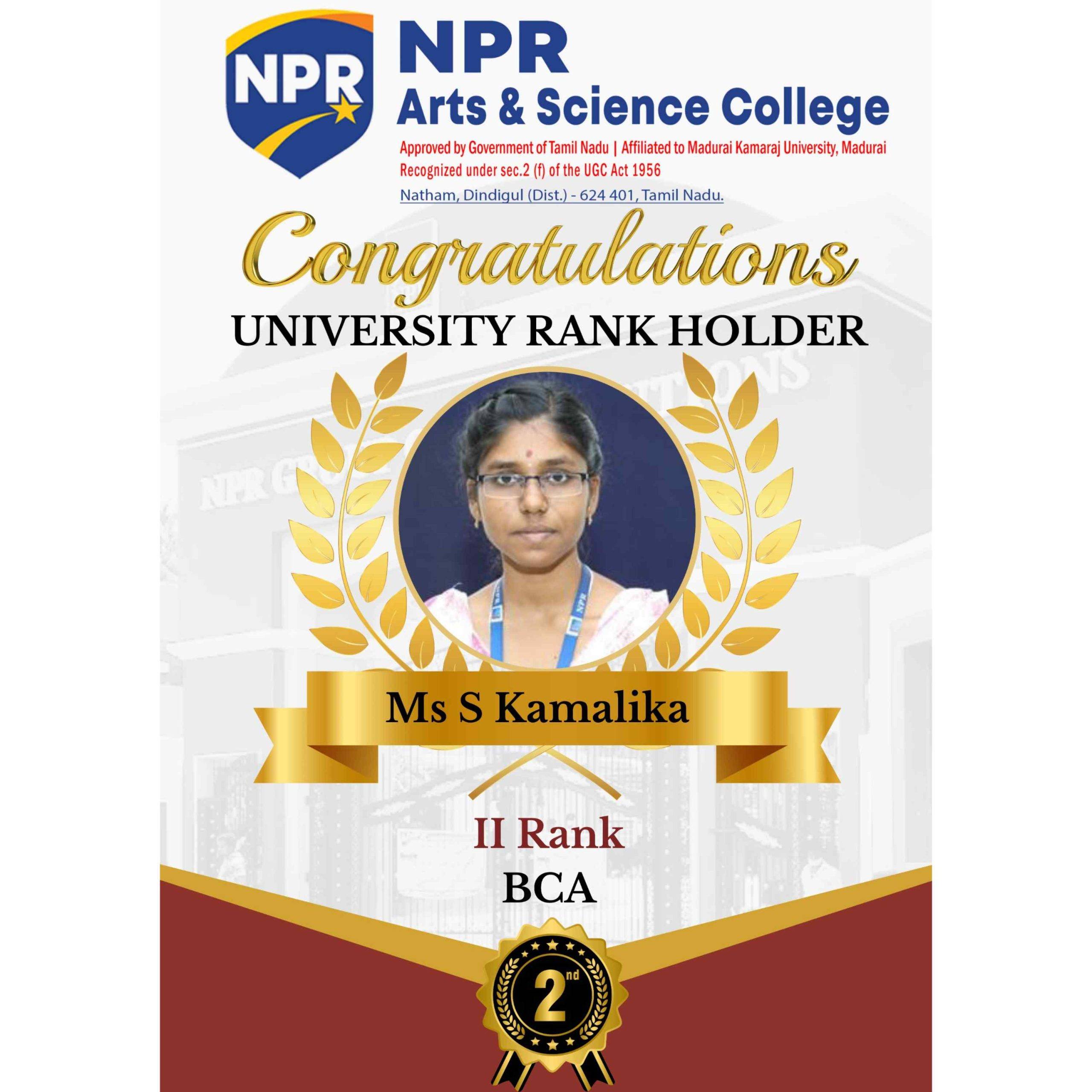 Academic Excellence: 2nd University Rank Achieved in BCA