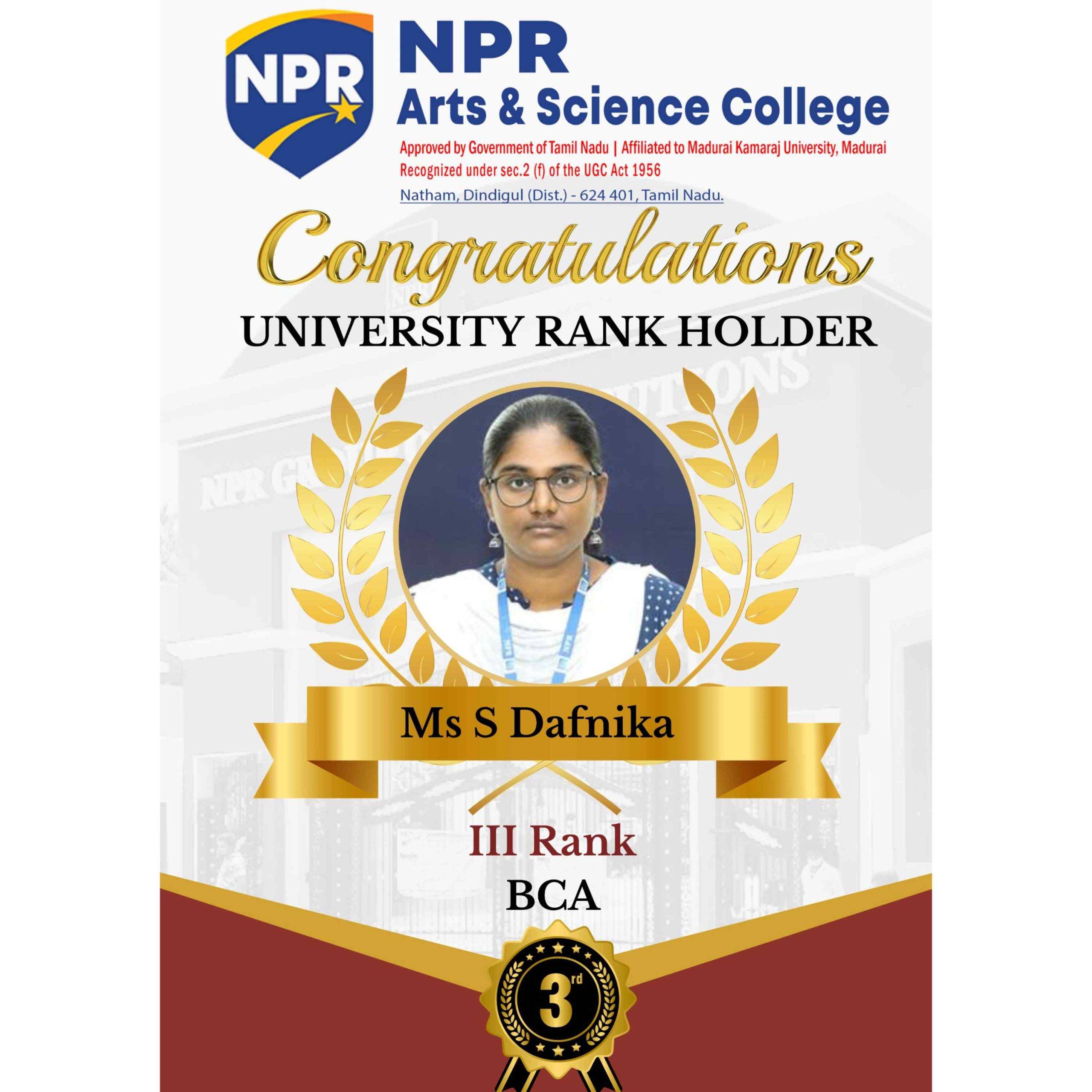 Academic Excellence: 3rd University Rank Achieved in BCA