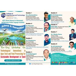 Two-Day Workshop on Technical Innovations in Agro Tech  and Food Processing for Substantial Development in Tamil