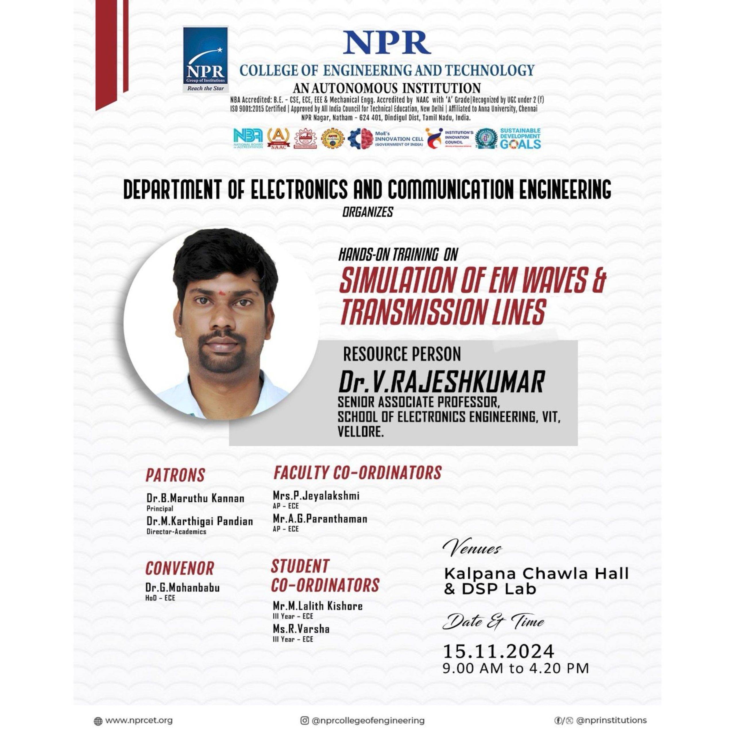 Hands-on Training on Simulation of EM Waves & Transmission Lines