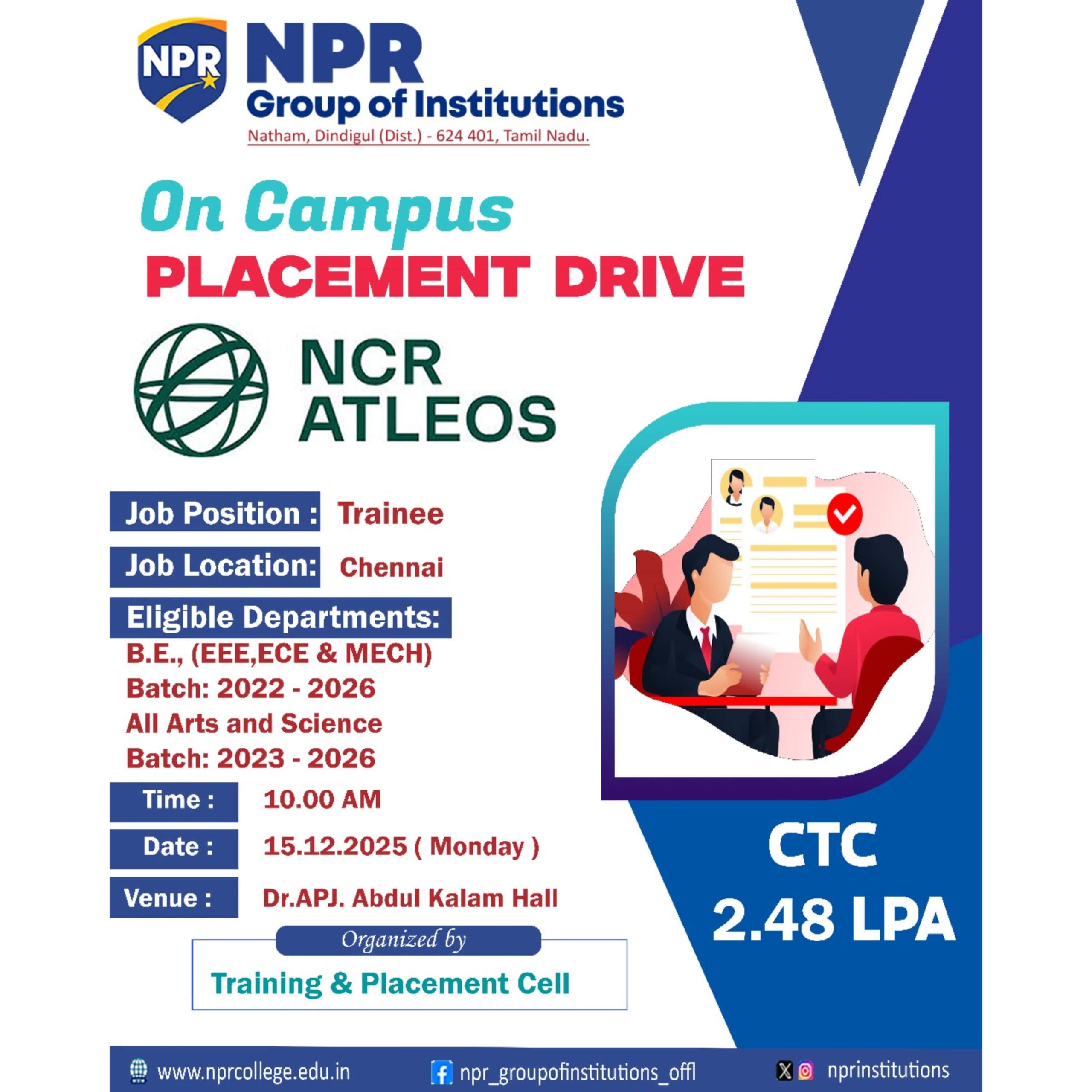 On Campus Placement Drive – NCR Atleos