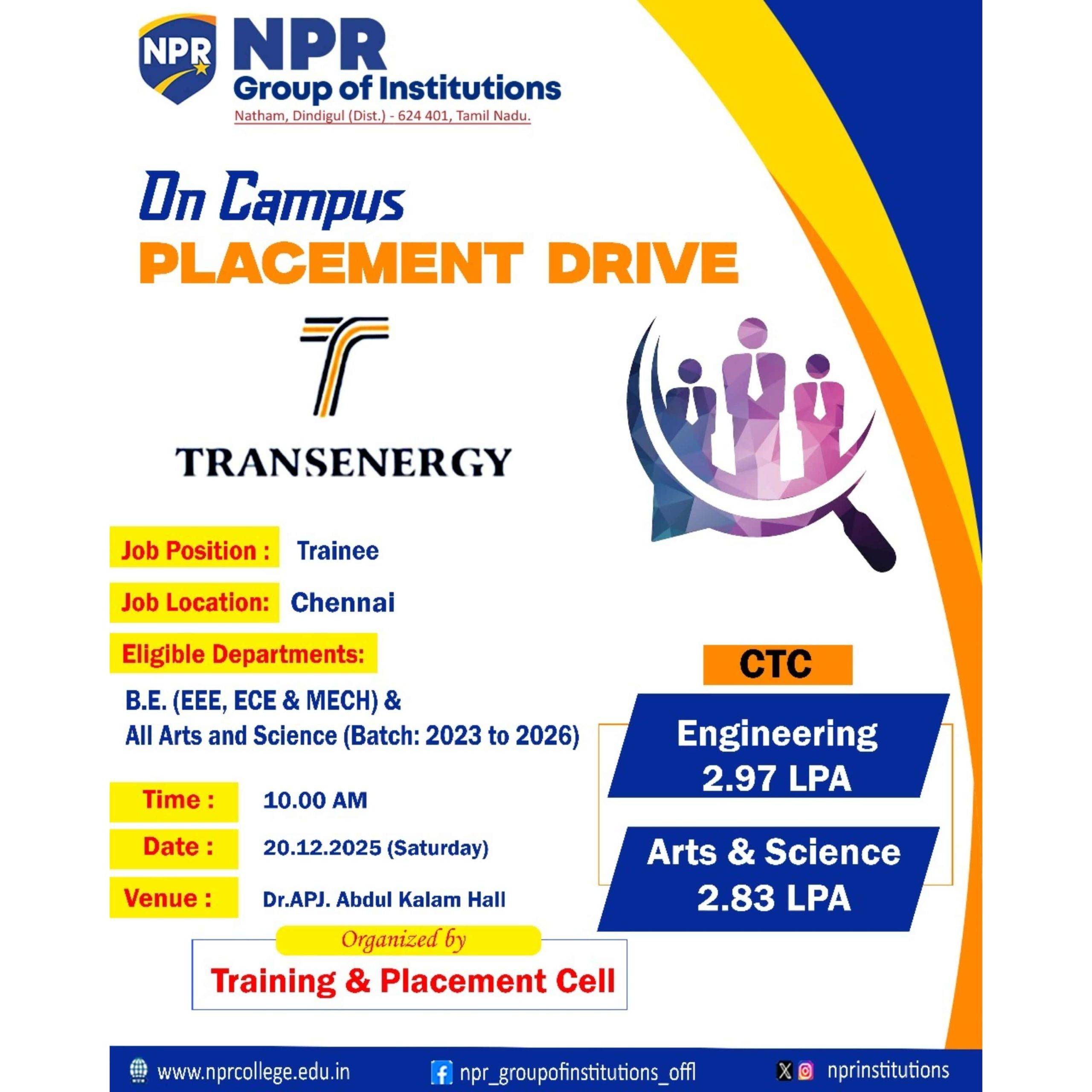 On Campus Placement Drive – Transenergy