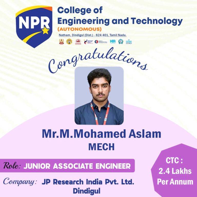 Mechanical Engineering Student Achieves Placement with 2.4 LPA Package