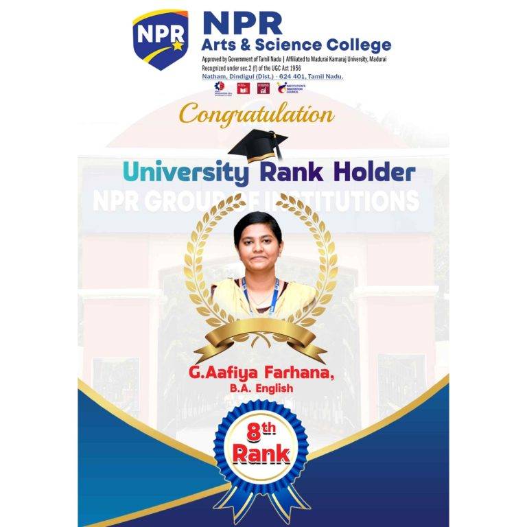 Academic Excellence: 8th University Rank Achieved in B.A. English