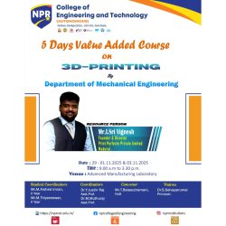 Five Day Value Added Course on 3D-Printing